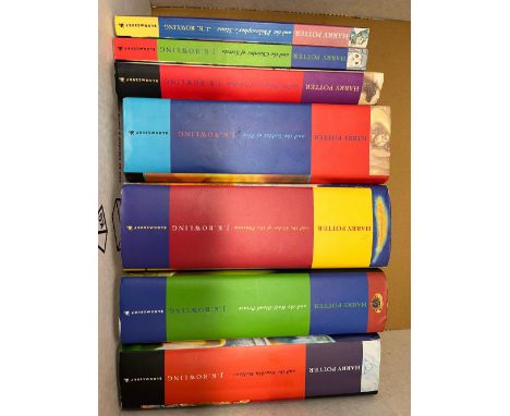 Complete set of first edition early impression Harry Potter books, to include 'The Philosopher's Stone' and 'The Chamber of S