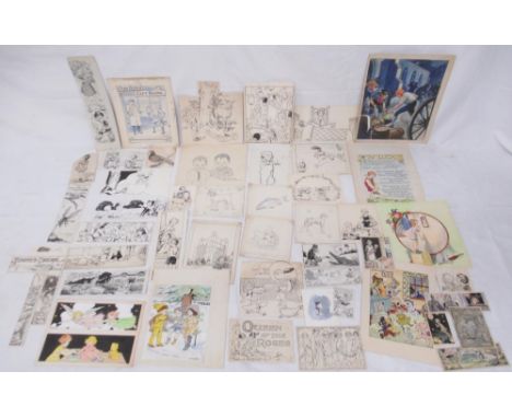 William Walker & Sons (Otley) Ltd - Collection of Children's book pencil and pen sketch drawings, some coloured inShipping PO