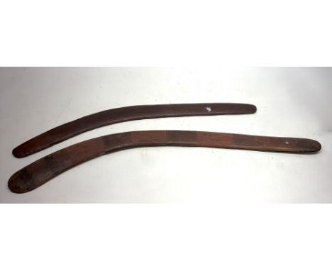 Two Australian Aboriginal throwing sticks, max L77.5cmShipping £68.00 plus vat (UK Only)