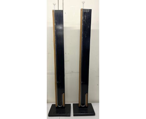 Pair of Griffin and Tatlock scientific instruments, glass measuring tubes on ebonised stands, H112cm (2)Shipping POA https://