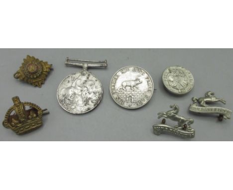 1914-18 War medal To. 1713 CPL. A. V. BARLOW. HEREFORD. 'R', 1846 Duchy of Anhalt-Bernburg Thaler with clasp For Royal Servic