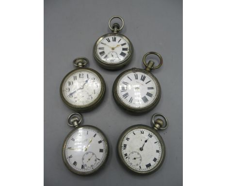 Buren nickel keyless pocket watch, white enamel Roman dial with subsidiary seconds, screw off case back no. 1218543, Buren 7 