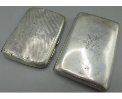 Victorian silver cigarette/card case with interior clips, pierced decoration depicting song birds on a branch, monogram to co