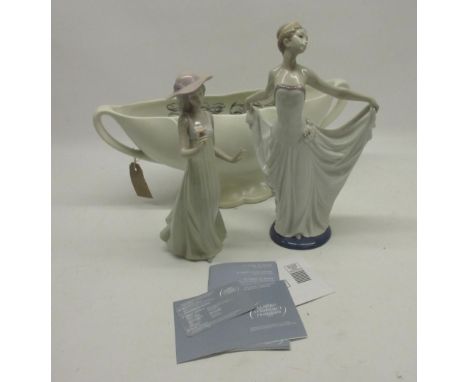 Lladro figure, no. B-19E, H31cm; Nao figure, no. 1158, H27cm and Beswick pedestal rose bowl, no. 1861, H17cm (3)Shipping £48.