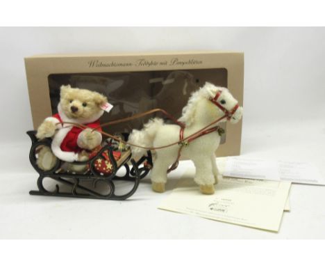 Steiff 'Father Christmas Teddy Bear with Pony Sledge' No.00584, limited edition of 4000Shipping £38.00 plus vat (UK Only)