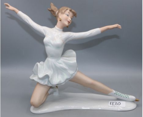 Large Wallendorf porcelain figure of a female ice skater, H25.5cmShipping £38.00 plus vat (UK Only)