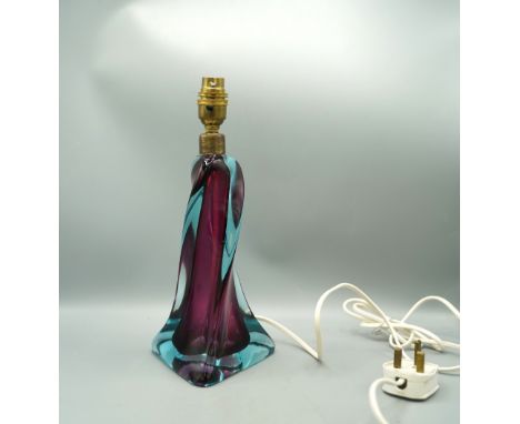 Murano Sommerso twisted glass lamp, circa 1950s, H31cmShipping £38.00 plus vat (UK Only)