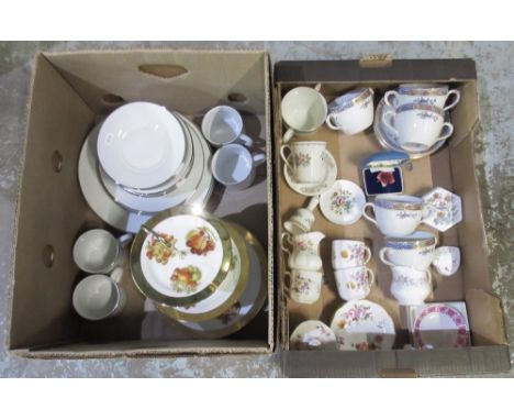 Royal Crown Derby Posies pattern part tea service 8pcs, Worcester classic platinum part dinner service, German three-tier cak