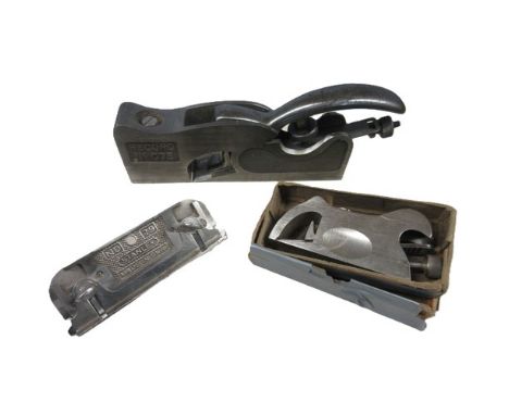 Three scarce vintage planes, to include a Record no 73 stainless steel shoulder plane; Stanley no 79 side rabbet plane; boxed
