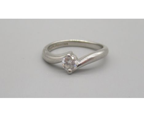Platinum diamond solitaire ring, the brilliant cut diamond set in twist mount, stamped 900, size L, 4.83gShipping £20.00 plus