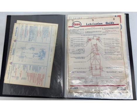 Folder containing vintage motor car lubrication charts, etc.Shipping POA  https://www.bradleys.ltd/quotation-request-form
