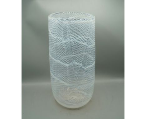 Murano tall white and clear latticino vase, H37.5cmShipping £38.00 plus vat (UK Only)