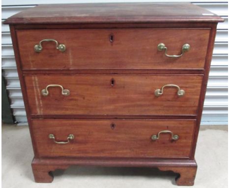 Small 19th century mahogany chest of three long drawers on raised bracket feet, W81cm  D45cm H83cmPOA  https://www.bradleys.l