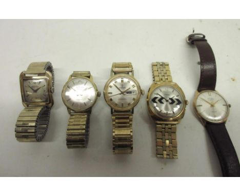 Roamer gold plated cushion wristwatch, signed silvered dial with baton indices primary '12' and subsidiary seconds, snap on c
