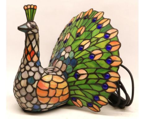 Tiffany style lamp in the form of a peacock, H28.5cmShipping £38.00 plus vat (UK Only)