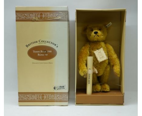 Steiff British Collector's 'Teddy Bear 1908 Blond 40' Replica 1994 No.01359, blonde mohair, limited edition of 3000, box with