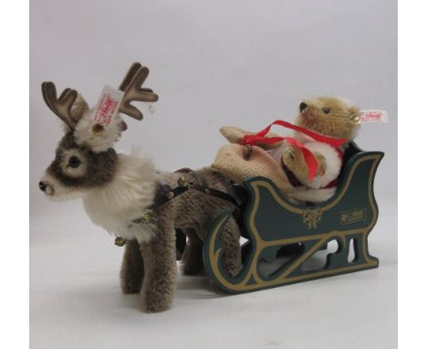 Steiff 'Father Christmas Teddy Bear with Reindeer', limited edition of 2500, H20cmShipping £38.00 plus vat (UK Only)
