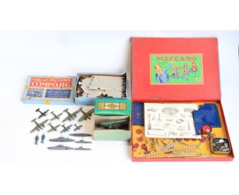 Collection of vintage toys to include cast metal aircraft models and naval ships (no makers marks, all wartime themed), 2x Br