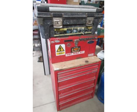 Steel tool chest with two tool boxes and a mixed selection of tools, A/F (qty)Shipping POA https://www.bradleys.ltd/quotation