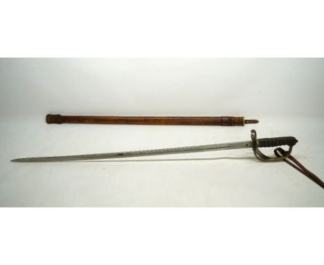 Wilkinson Sword, Officers dress sword with etched blade (86cm) in original leather scabbard, serial number 006 36Shipping £68
