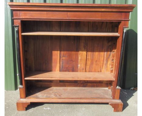 Regency style open bookcase, moulded top above two adjustable shelves, column supports on bracket feet, W106cm D32cm H104cmSh