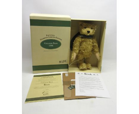 Steiff, Exclusive for Harrods limited edition, 'College Bear 1996 No. 00094, limited edition of 2000, with box and certificat