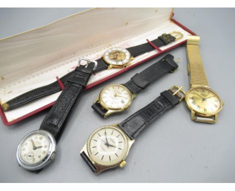 Ancre 1950's plated sports watch, signed silvered Arabic dial with subsidiary seconds, snap on case back no. 391948, unsigned
