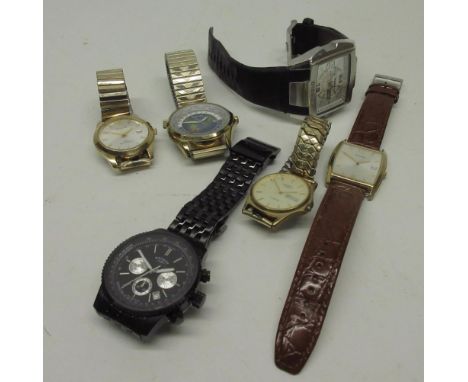 Rotary Chronospeed PVD coated quartz chronograph wristwatch with date, signed black dial with three subsidiary dial and chron