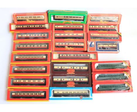 Twenty three boxed OO gauge railway coaches from Hornby, Lima, Airfix and Age Of Steam Railways, models in generally excellen