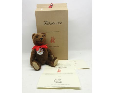 Steiff, Steiff Club edition 2001/2002, 'Teddy Bear 1950' No. 02452, dark brown mohair, box and certificate, H35cmShipping £38