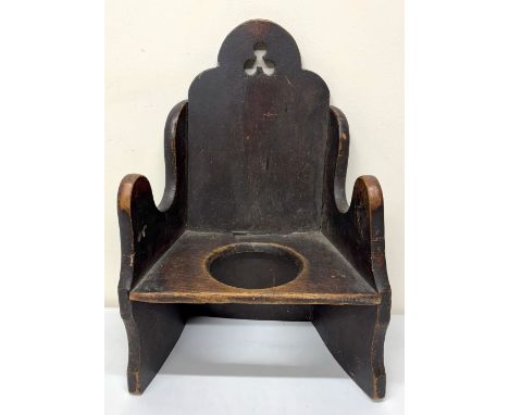 19th Century childs country made elm commode chair, H55cmShipping POA https://www.bradleys.ltd/quotation-request-form