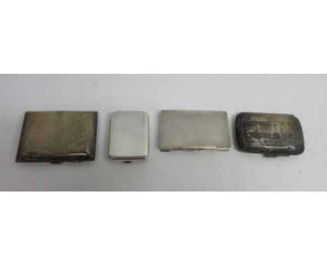 Continental silver cigarette case with engine turned design, stamped 835, George V silver gigarette case with gilt interior b