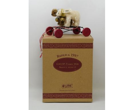 Steiff 'GALOP-Teddy 1926', replica 1997, brown and white mohair, limited edition of 2500, H12cmShipping £33.00 plus vat (UK O