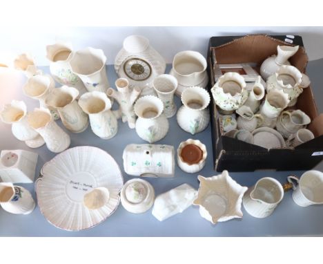 Large collection of late 20th century Belleek porcelain, predominantly vases, various patterns (3 boxes)Shipping POA  https:/