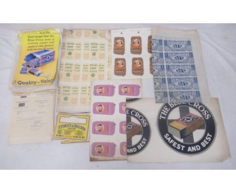Collection of Blue Cross Matches posters, correspondence between William Walker & Sons & The Nitedals Match Co. Ltd (owners o
