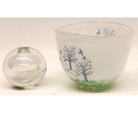 Kjell Engman for Kosta Boda October series vase, H9.5cm and A.D. Copier leerdam controlled bubble vase, H6.5cmShipping £28.00
