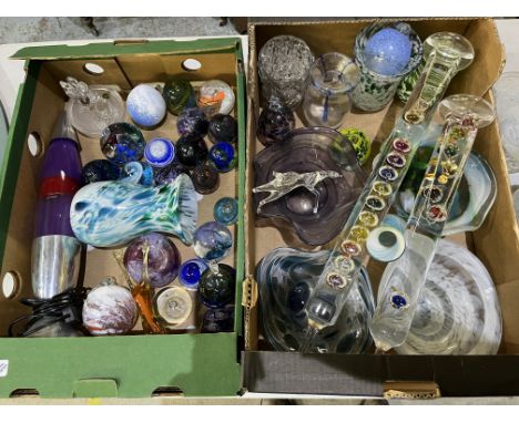 Collectable glass incl. paperweights, vases, etc. and a lava lamp, H47cmShipping POA  https://www.bradleys.ltd/quotation-requ