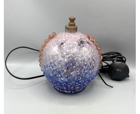 Kralik Bohemian pink and violet mica bubble inclusion art glass lamp base, circa 1930, H19.5cmShipping £38.00 plus vat (UK On