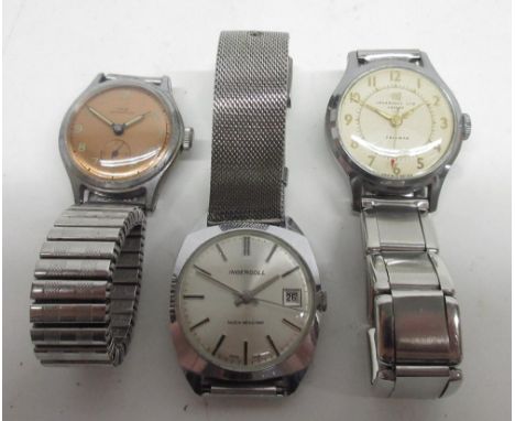 Oris chrome wristwatch, signed salmon Arabic dial with subsidiary seconds, signed screw on case back, Oris 451 calibre 7 jewe