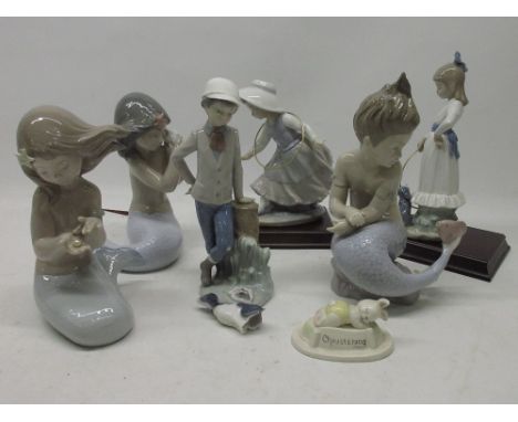 Three Nao mermaids, nos. 1352, 1367 and 1368; three other Nao figures and other decorative itemsShipping £48.00 plus vat (UK 