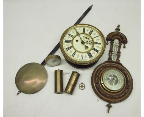 Freiburg /Schl. 19th Century Vienna wall clock movement, 7" brass dial with Roman chapter ring and subsidiary seconds, back p