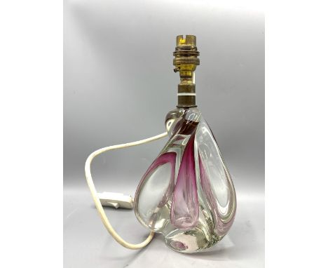 Val St Lambert twisted glass lamp with brass fittings, H26cmShipping £38.00 plus vat (UK Only)