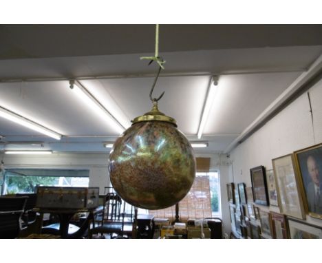 A HAND BLOWN GLOBE HANGING LIGHT