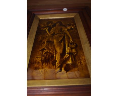 Framed Minton Tile Courting Couple