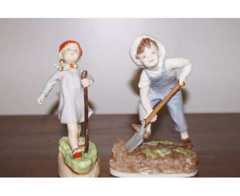 2 Royal Worcester figures - Saturday's Child / Tuesday's Child