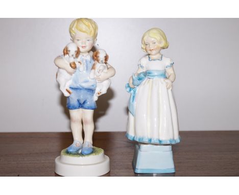 2 Royal Worcester figures - Monday's Child- boy and girl