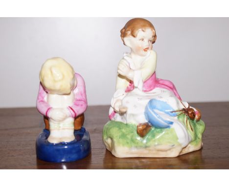 2 Royal Worcester figures- Sleepy boy / Little Miss Muffet