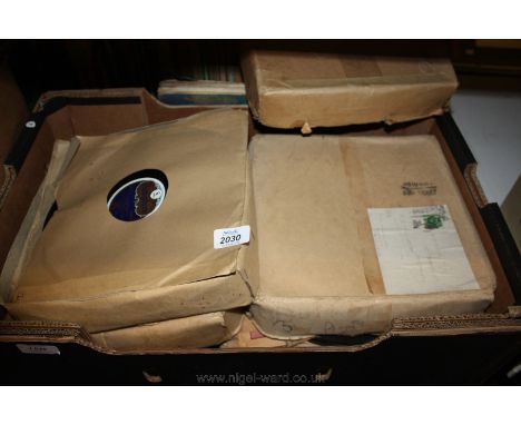 Two boxes of 78 records: Parlaphone, Decca, popular music etc.