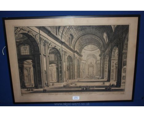 A Giovanni Piranesi antique Print, 'Veduta Interna Della Basilica Di S. Pietro in Vaticano'.