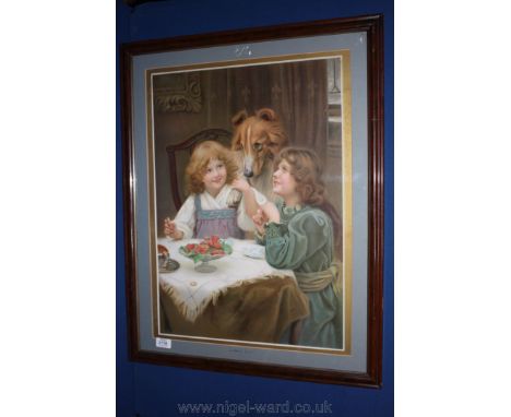 A framed and mounted Victorian print 'Ladies First'.
